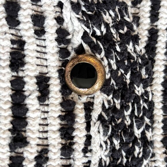 ZARA Structured Double breasted Knit Black, White Cardigan Jacket Oversized Sz S - Picture 15 of 16